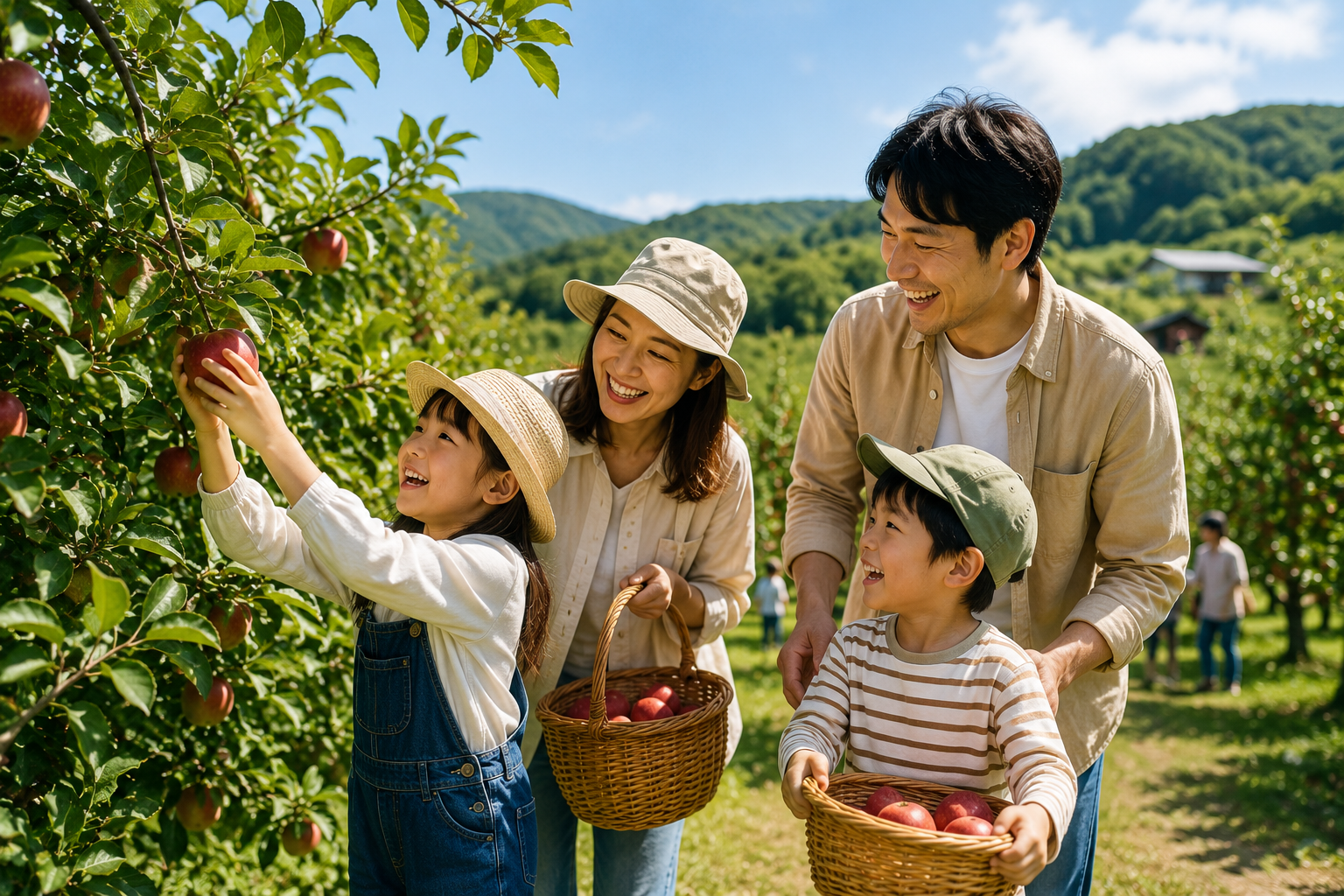 こもれび果樹園を訪れた家族の様子