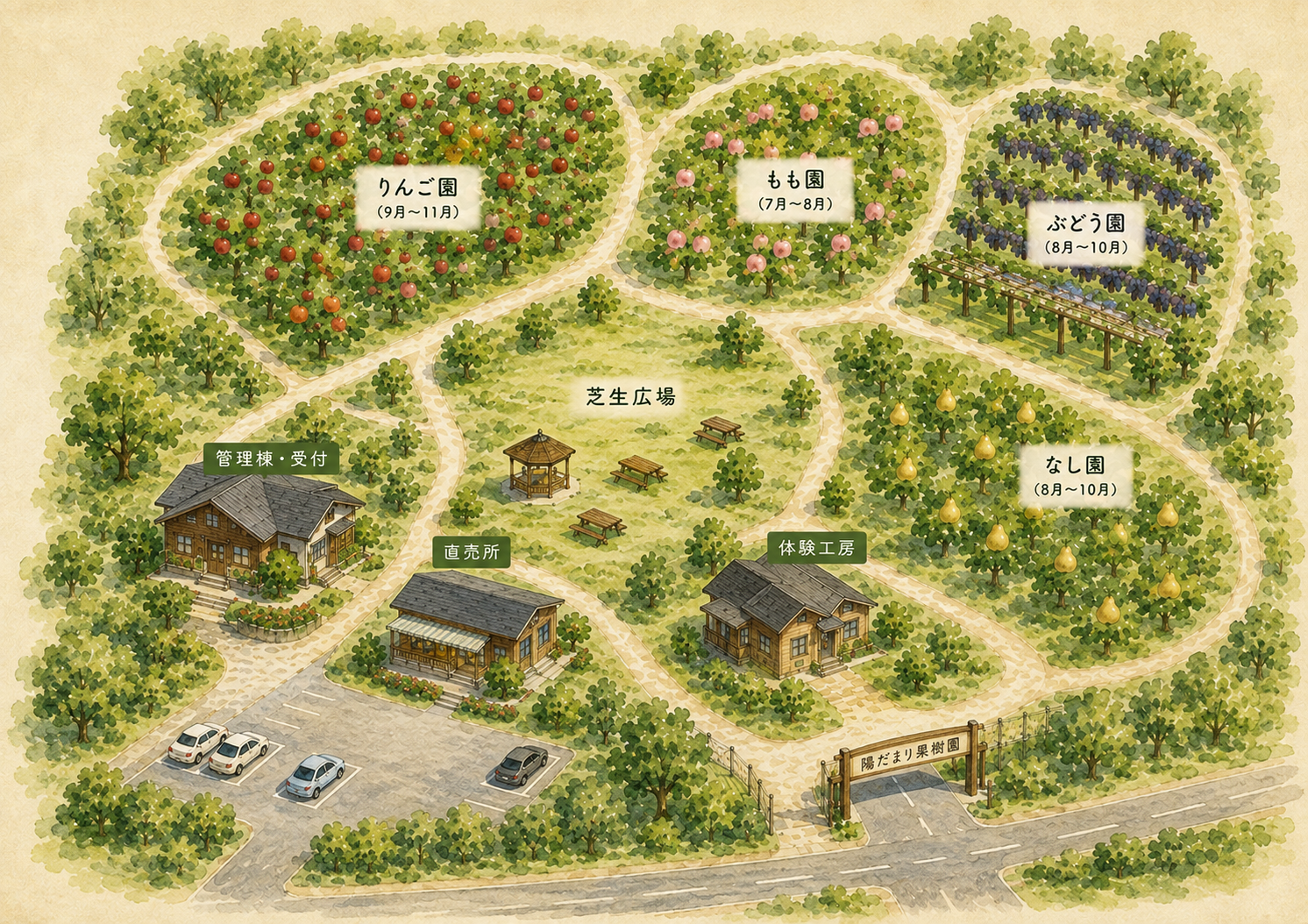 こもれび果樹園 園内マップ